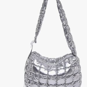 Silver Quilted Women's Crossbody Bag